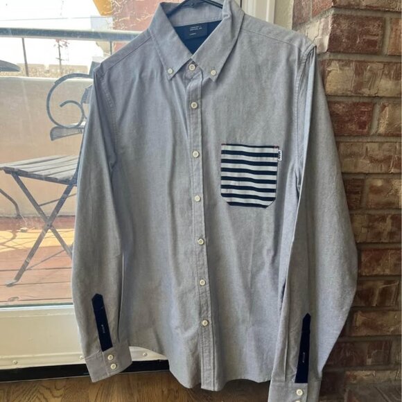 Jiberish Button Up - Light Grey (LARGE) - Picture 1 of 1
